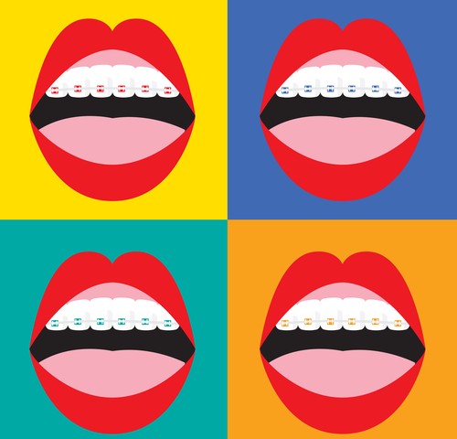 Braces Corrective Orthodontics On Colorful Background